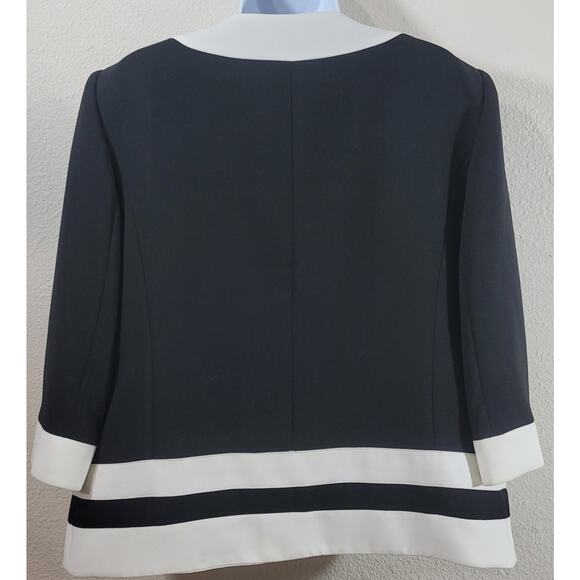 Preston & York Black White Lined Women's Blazer 12 Lightweight Hook  Eye Closure - Picture 3 of 5